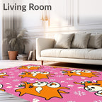 Whimsical Orange Creature Snowflakes Rug