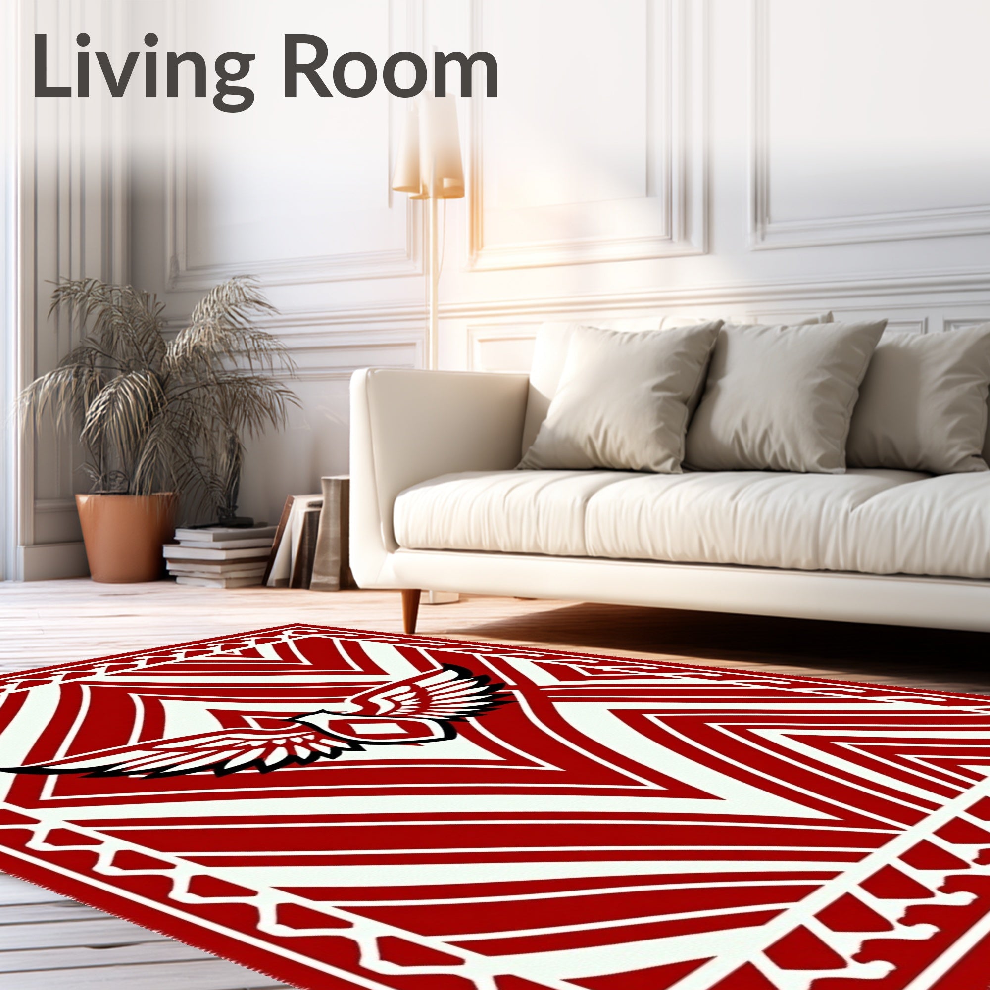 Red Winged Crest Geometric Rug