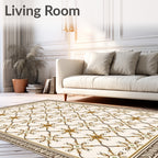 Brown Golden Lattice Arabesque Rug