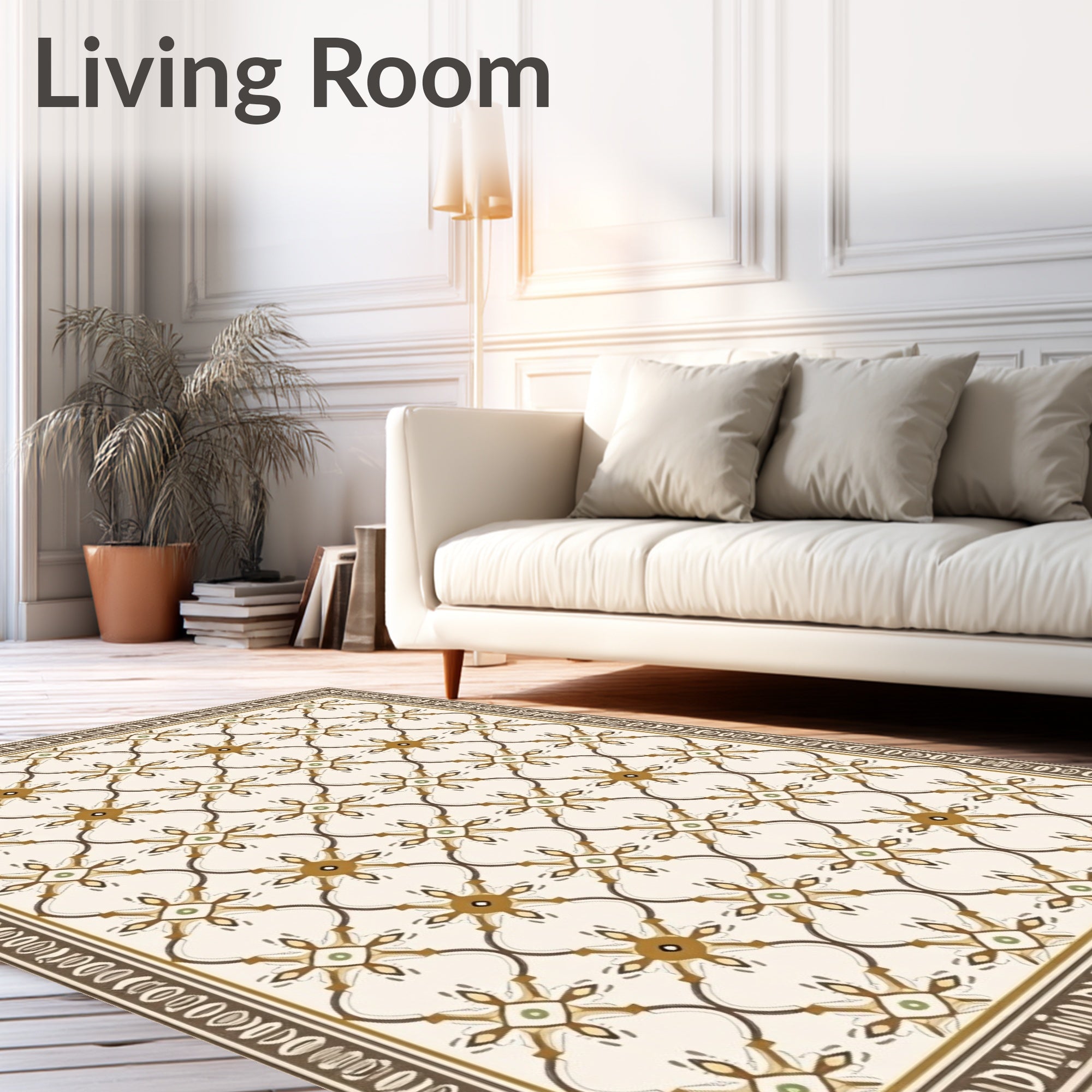 Brown Golden Lattice Arabesque Rug