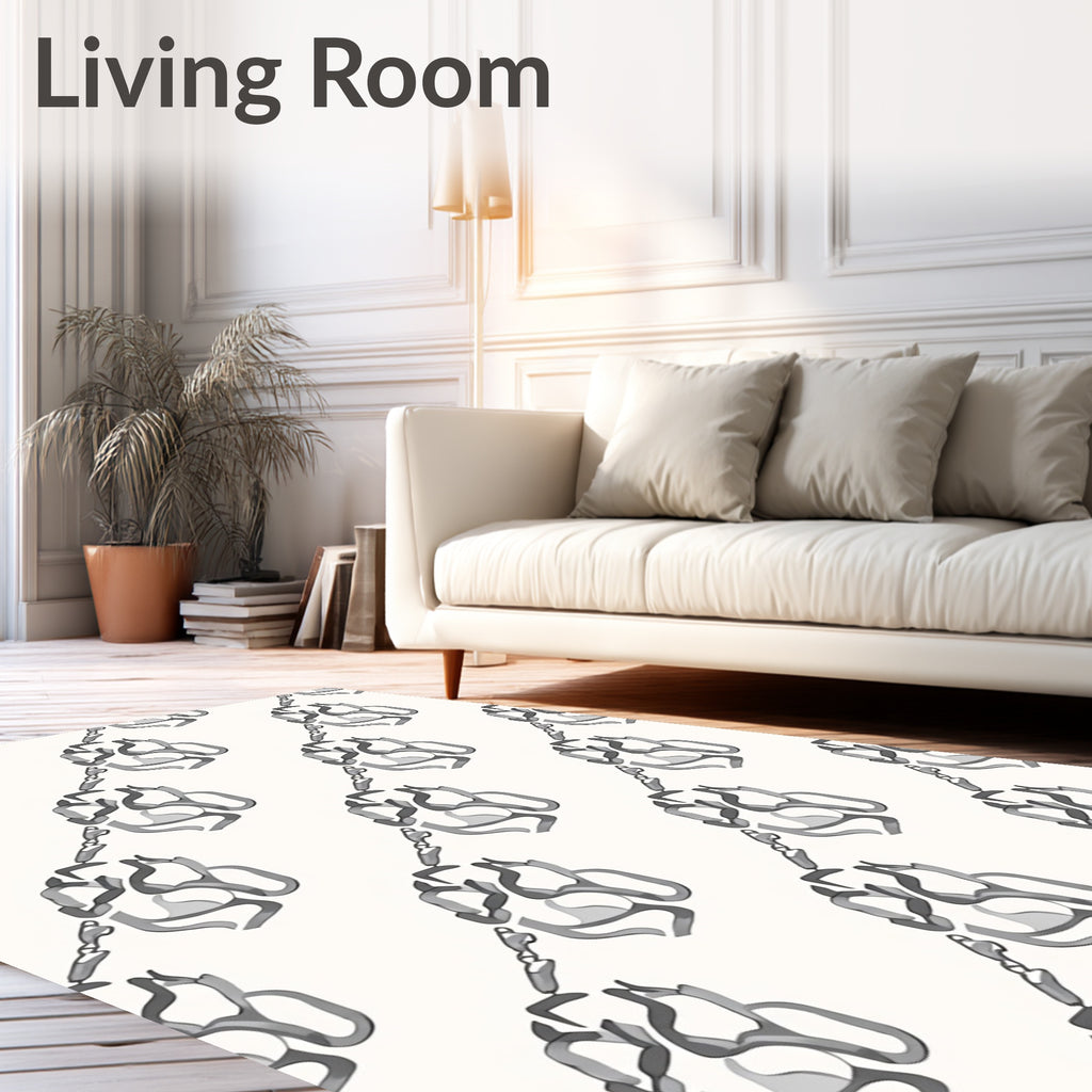 Monochromatic Abstract Floral Chain Rug