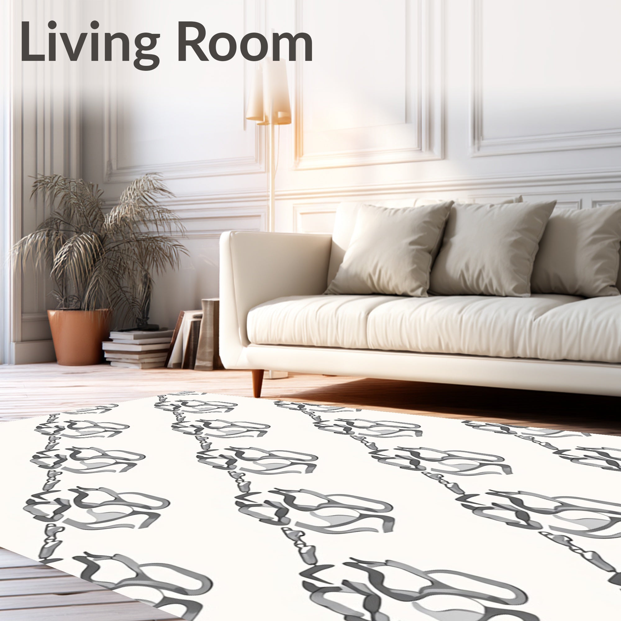 Monochromatic Abstract Floral Chain Rug