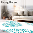 Turquoise Floral Medallion Corner Accents Rug