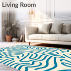 Teal Abstract Wavy Lines Rug