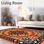 Orange Black White Quatrefoil Rug