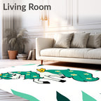 Whimsical Teal Unicorn Floral Garden Rug