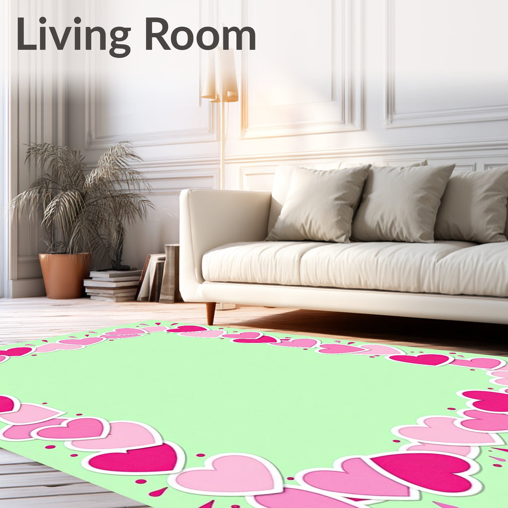 Pink Hearts Border With Splashes Rug