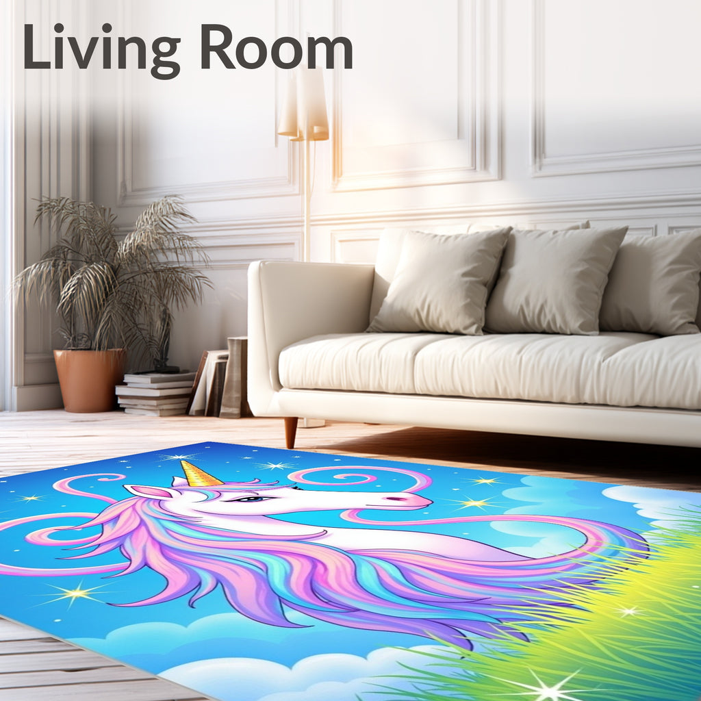 Pastel Rainbow Unicorn Fantasy Meadow Rug