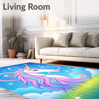 Pastel Rainbow Unicorn Fantasy Meadow Rug