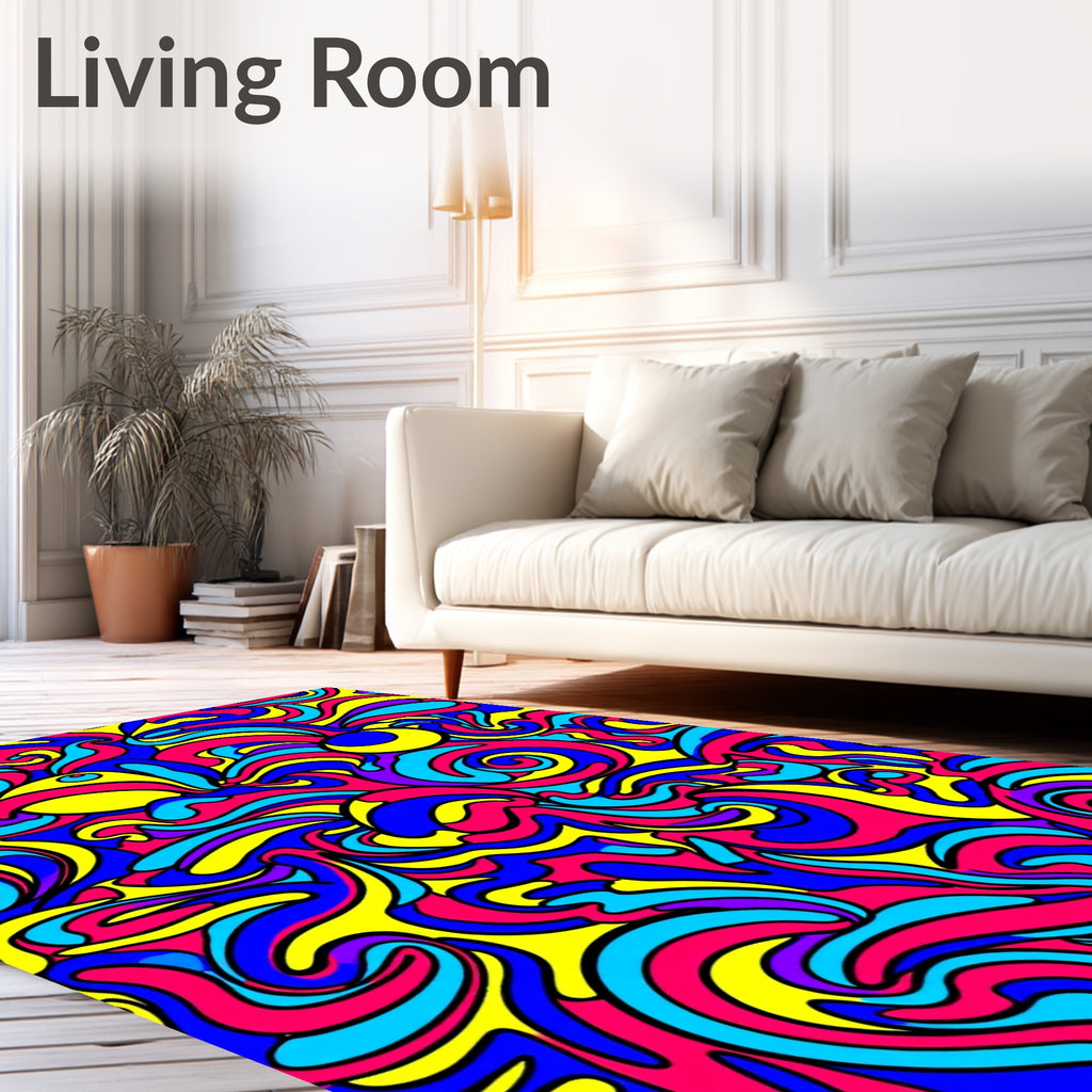 Vibrant Psychedelic Swirls Rug