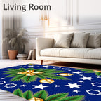 Golden Bells Emerald Leaves Starry Night Rug
