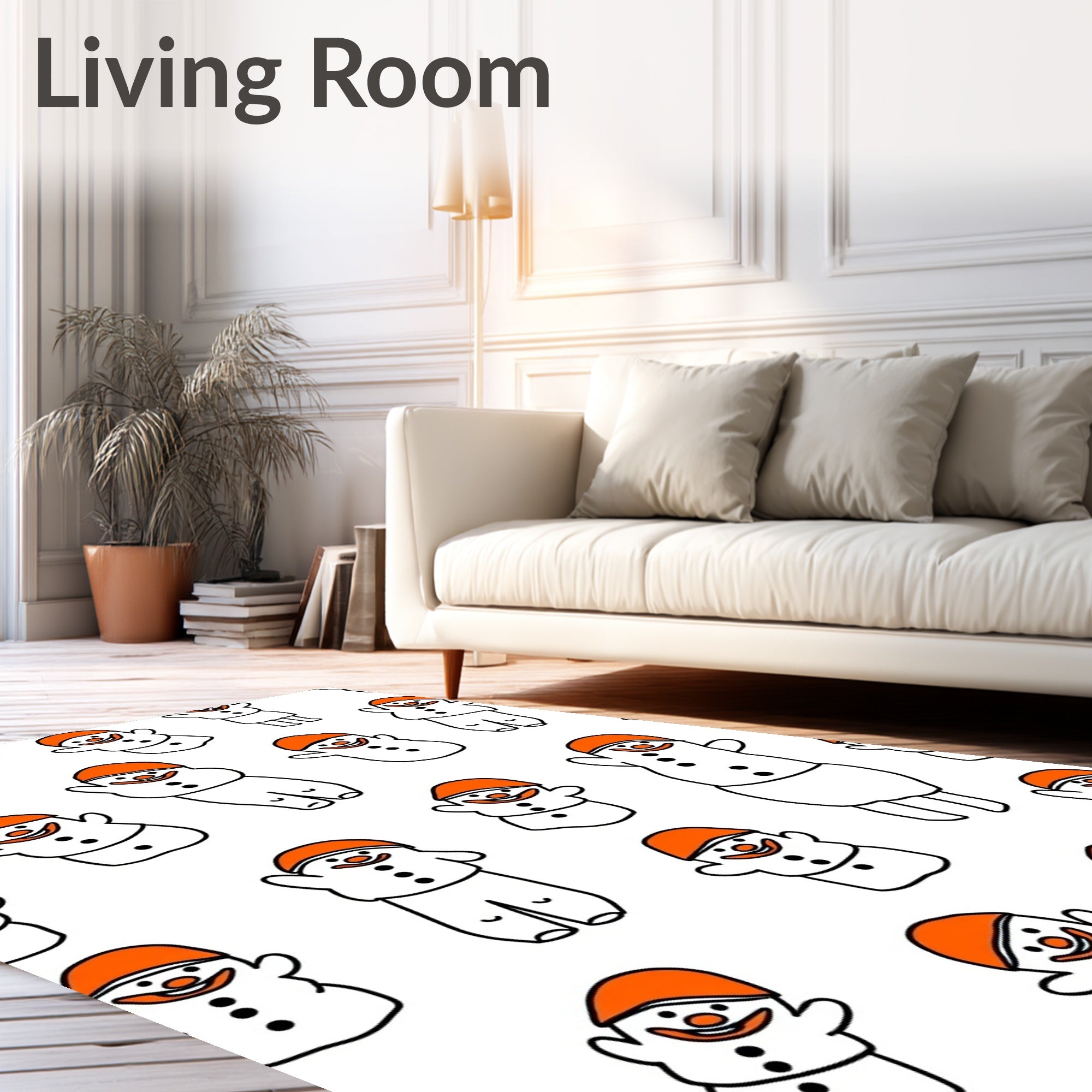 Happy Orange Snowman Collection Rug