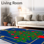 Golden Star Festive Pine Tree Rug