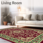 Ornate Maroon Floral Medallion Rug