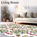 Red Green Yellow Abstract Village Folk Rug