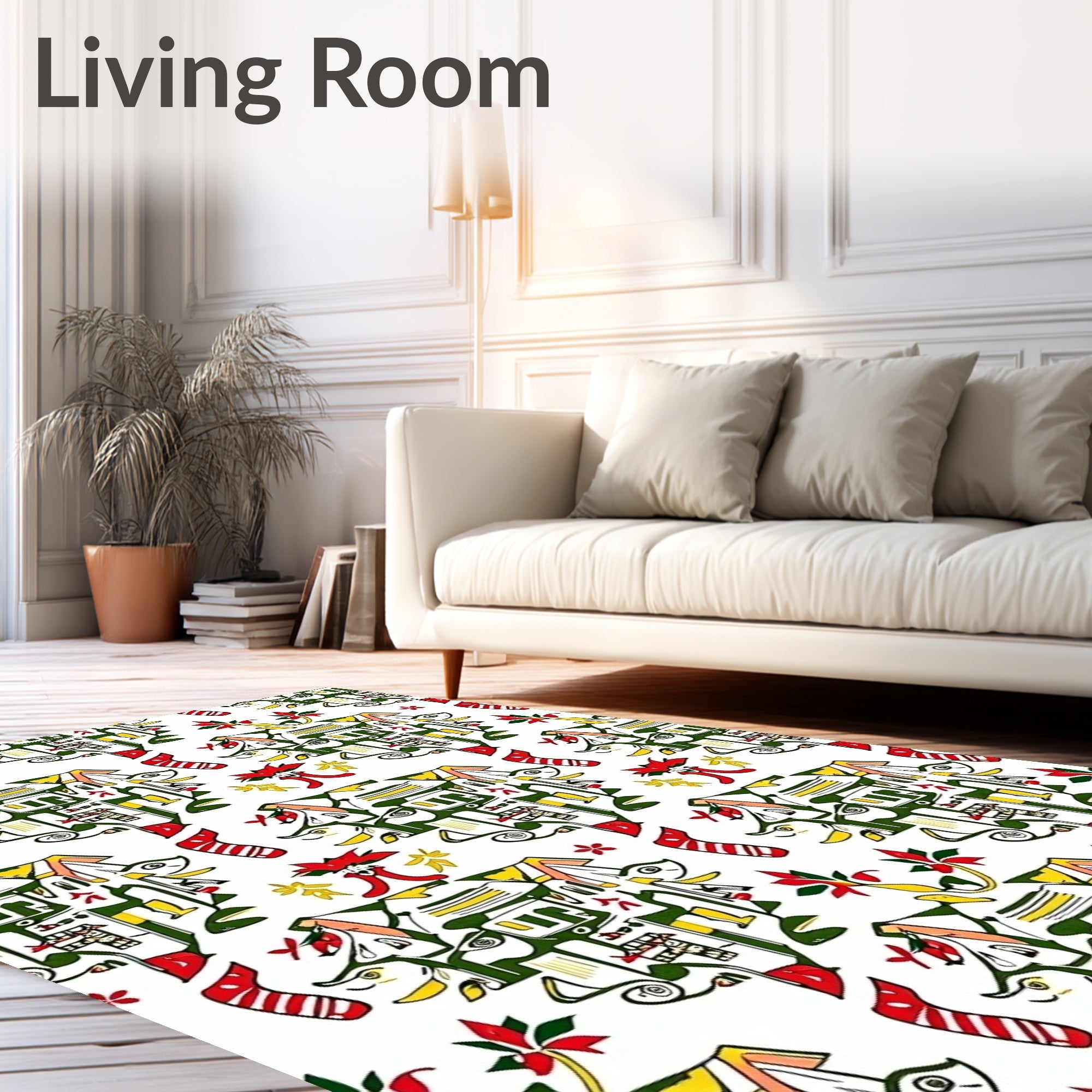 Red Green Yellow Abstract Village Folk Rug