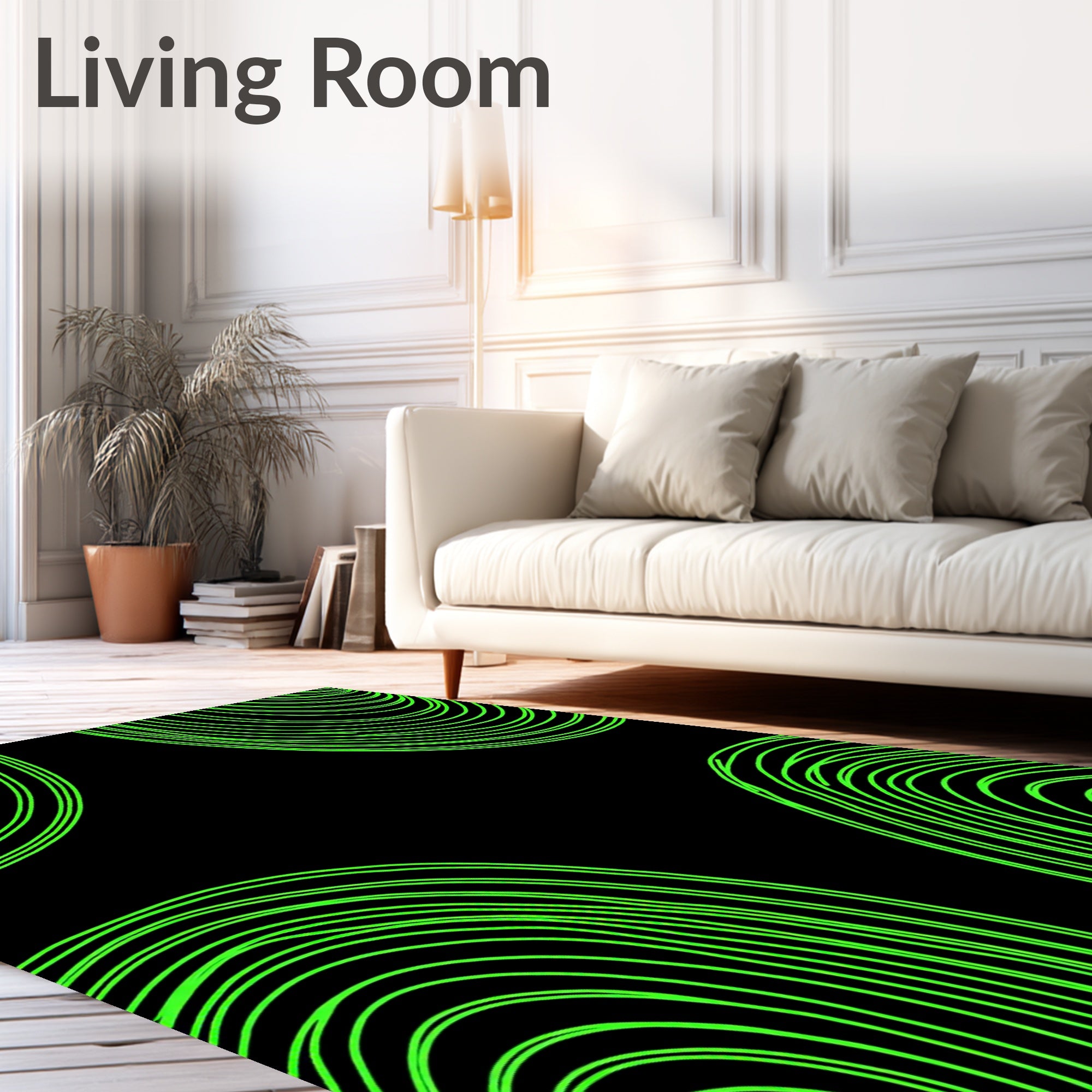 Vivid Neon Concentric Arcs Rug