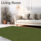 Deep Green Veined Leaf Arrangement Rug