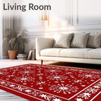 Crimson Snowflake Border Medallion Rug