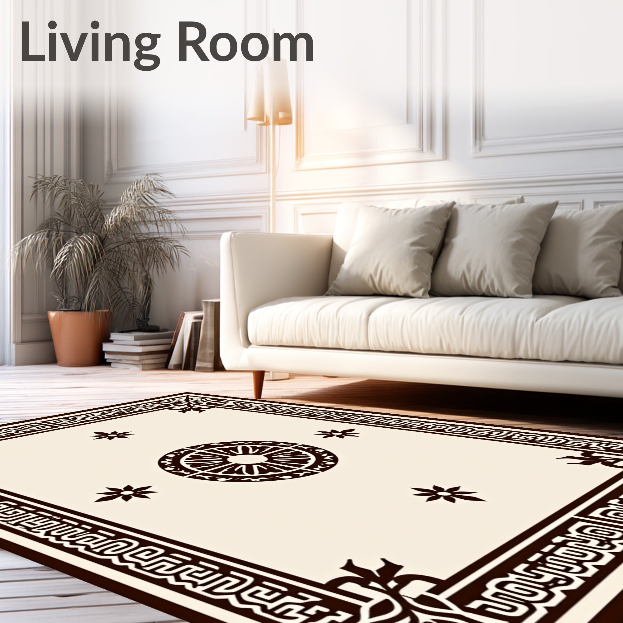 Ornate Dark Brown Center Medallion Rug