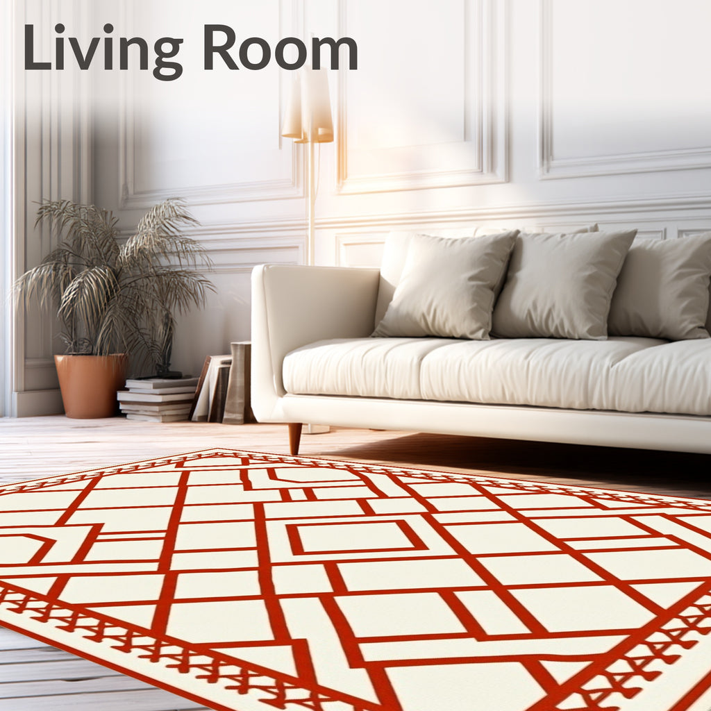 Bold Red Lattice Diamond Rug