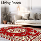 Bold Red Sunburst Medallion Rug