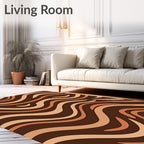 Earthy Brown Wavy Stripe Rug