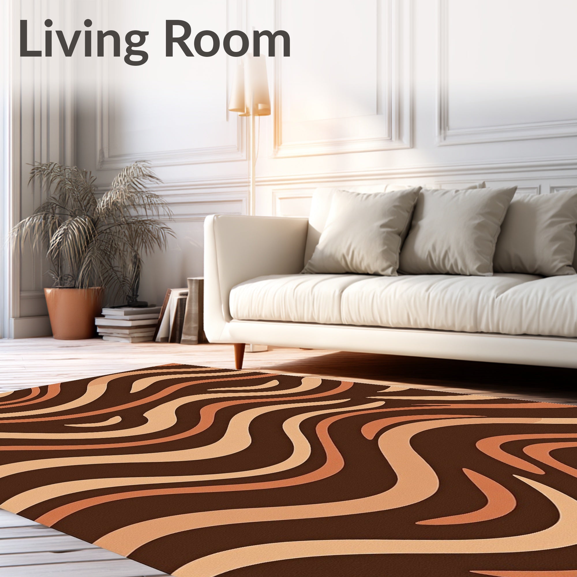 Earthy Brown Wavy Stripe Rug