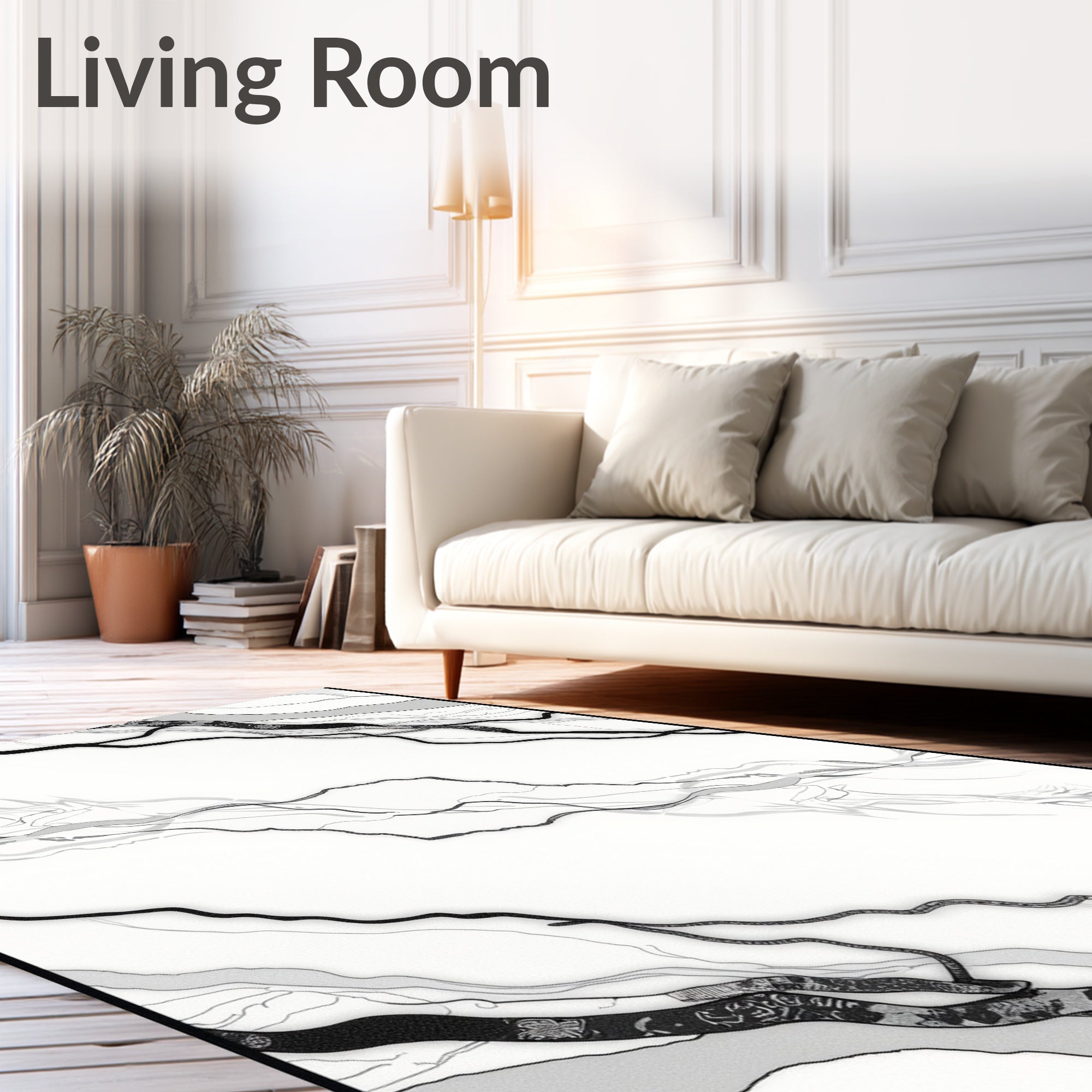 Monochromatic Abstract Organic Flow Rug