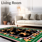 Whimsical Gingerbread Men Snowflakes Border Rug