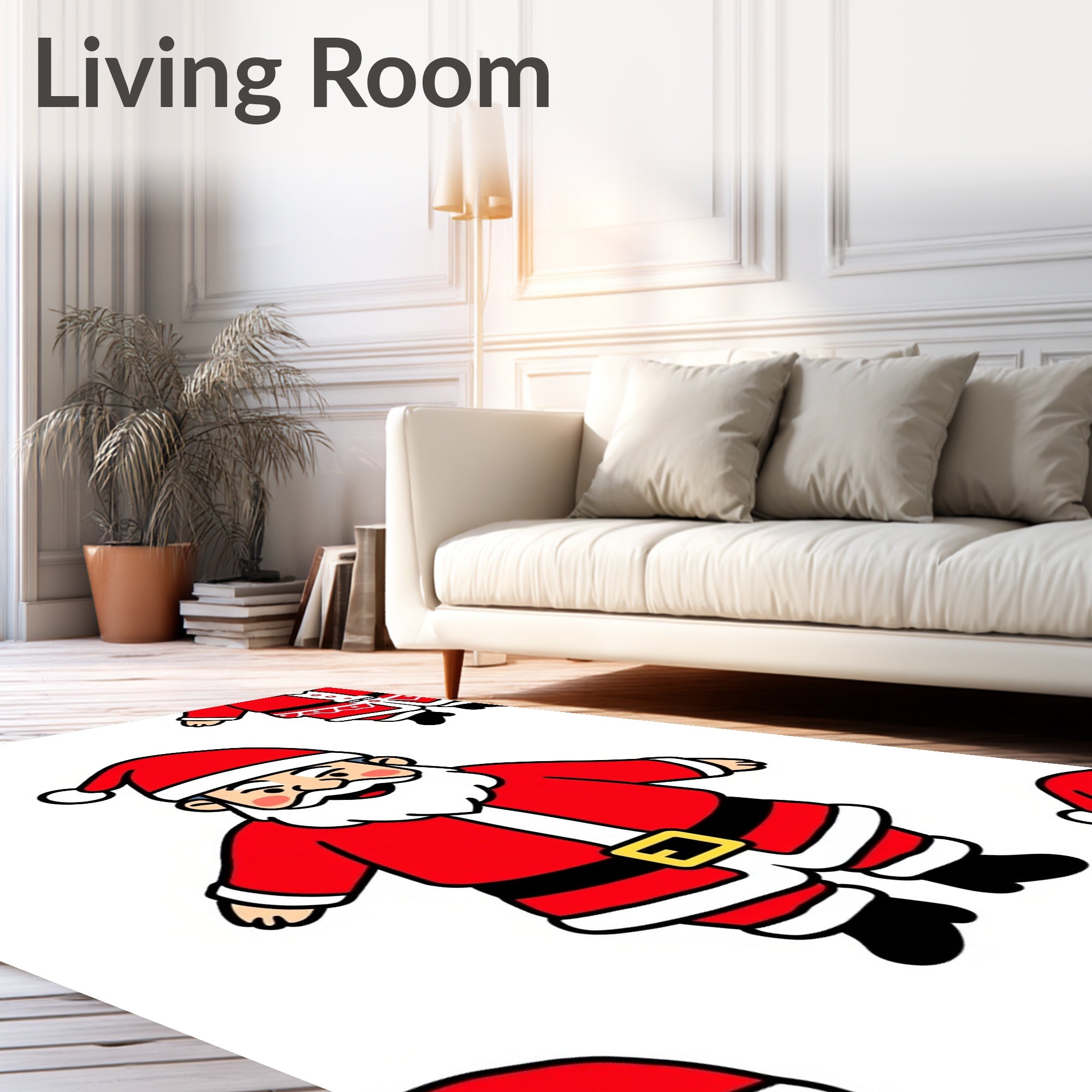 Jolly Santa Claus Repeating Christmas Scene Rug