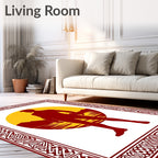 Deep Red Male Silhouette Sunscape Rug