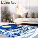 Midnight Blue Snowy Forest Moonlit Night Rug
