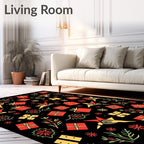 Red Gold Festive Gift Collage Rug