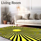 Yellow Black Sunburst Rays Rug