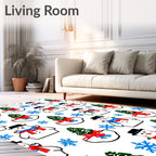 Playful Snowmen Christmas Trees Snowflakes Rug