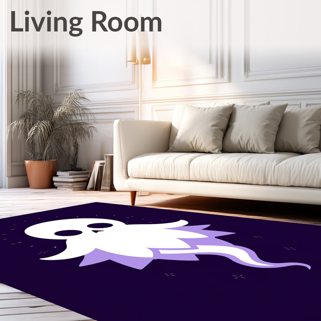 Whimsical White Ghost Lavender Aura Rug