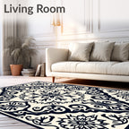 Dark Navy Floral Medallion Ornament Rug