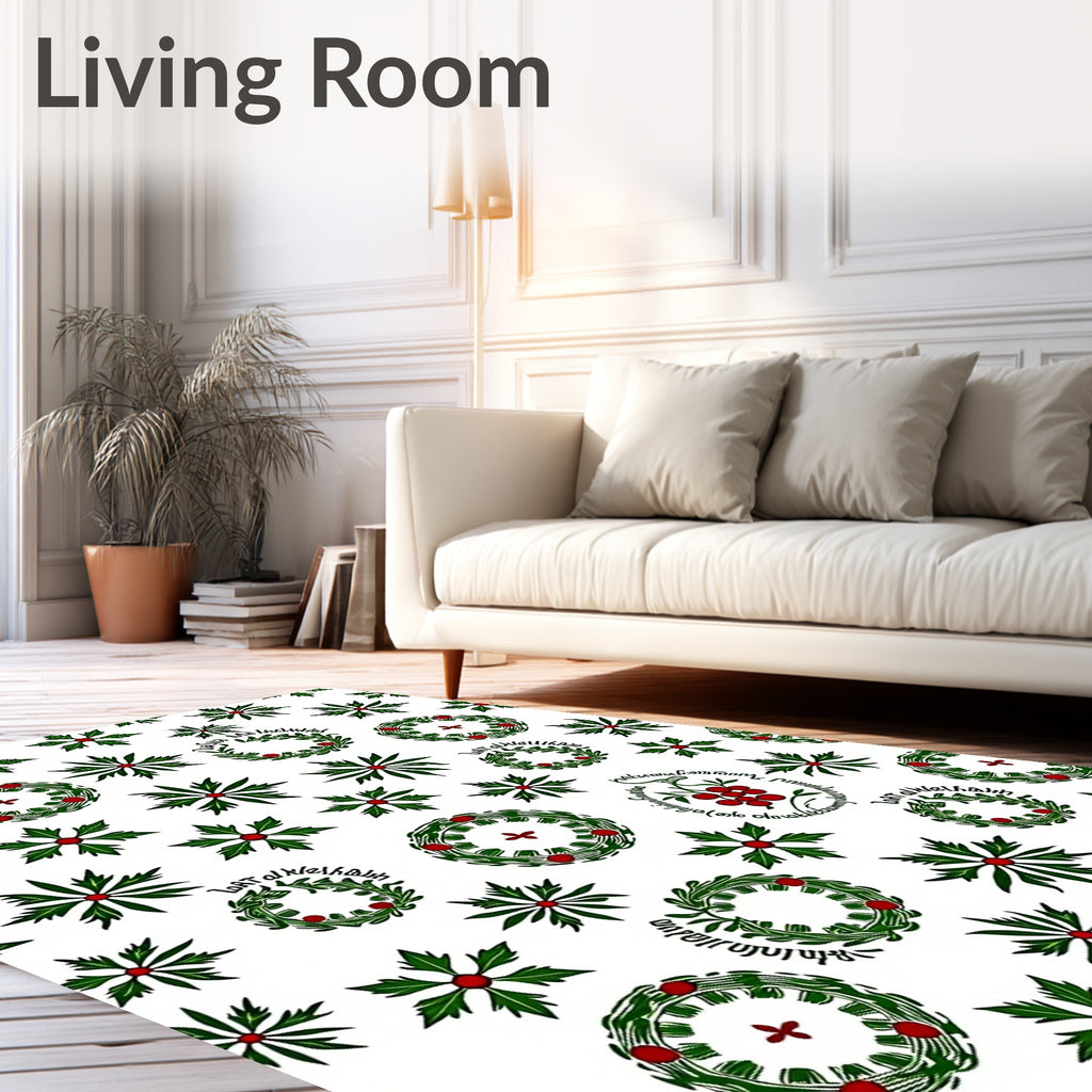 Green Botanical Wreath Berry Medallion Rug