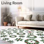 Green Botanical Wreath Berry Medallion Rug
