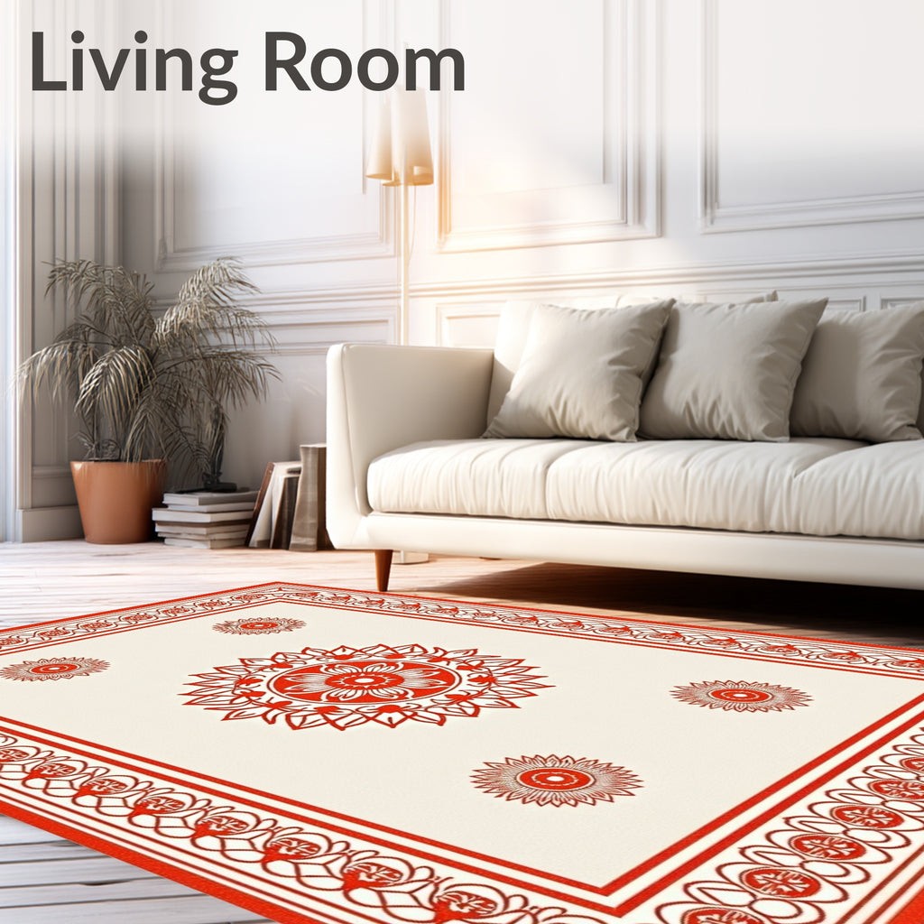 Classic Red Allover Floral Medallion Rug