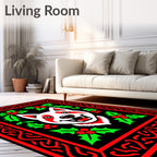 Happy Red White Dog Holly Border Rug