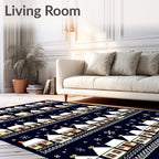 Winter Village Snowflakes Snowy Houses Rug