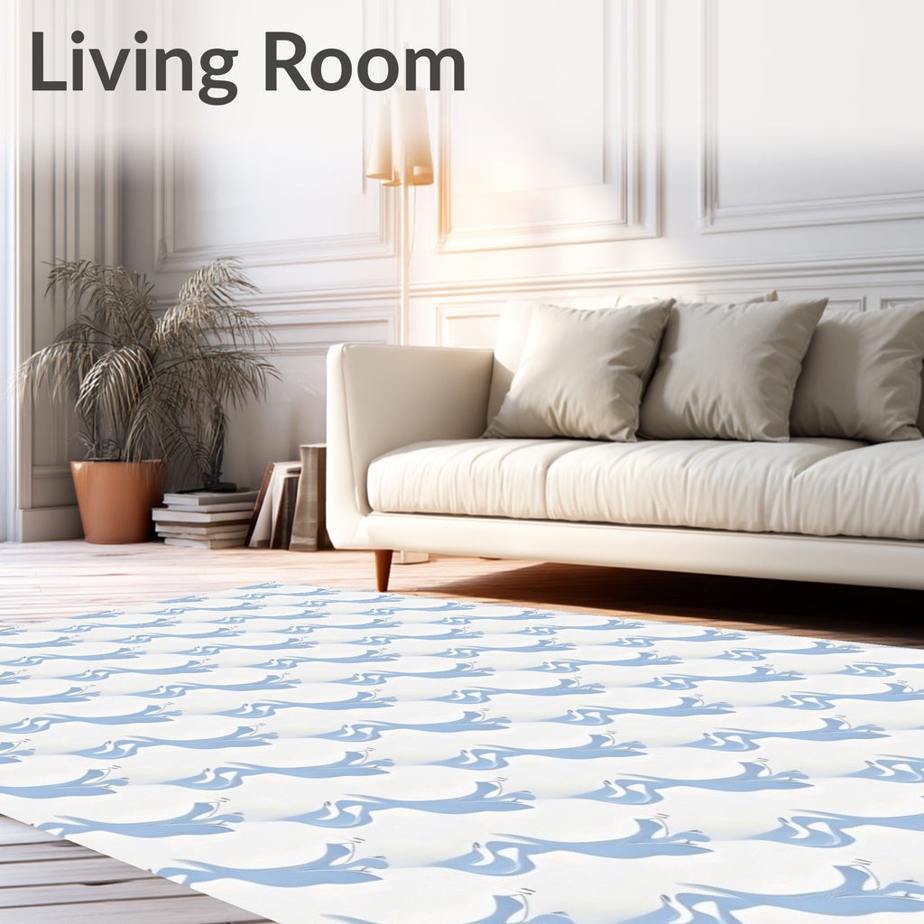 Soft Blue Floral Repeating Arrangement Rug