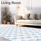 Soft Blue Floral Repeating Arrangement Rug