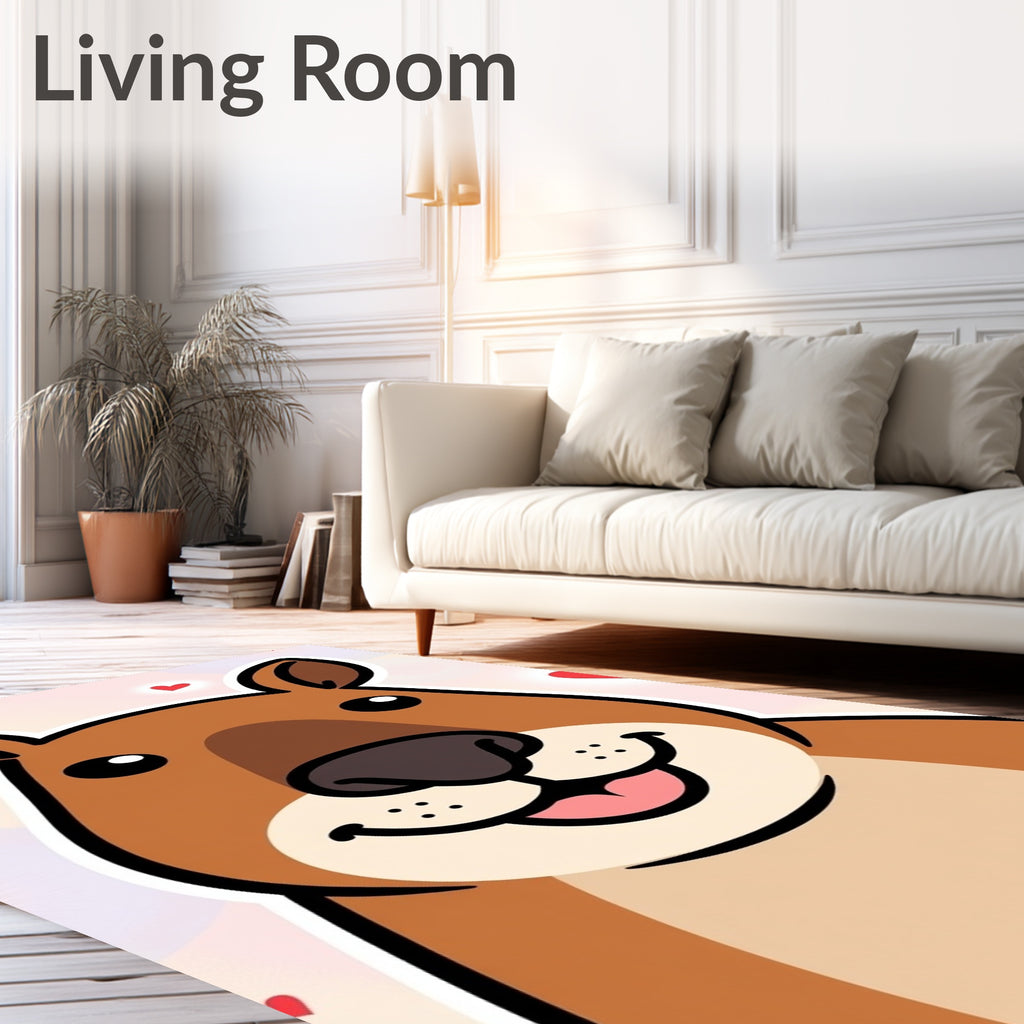 Cute Brown Kangaroo Heart Illustration Rug