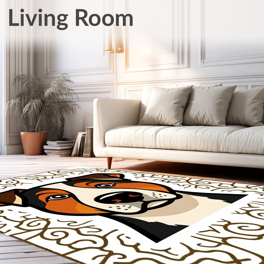 Rustic Brown Dog Portrait Frame Rug