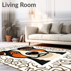 Rustic Brown Dog Portrait Frame Rug