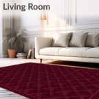 Deep Burgundy Embossed Diamond Quilt Rug