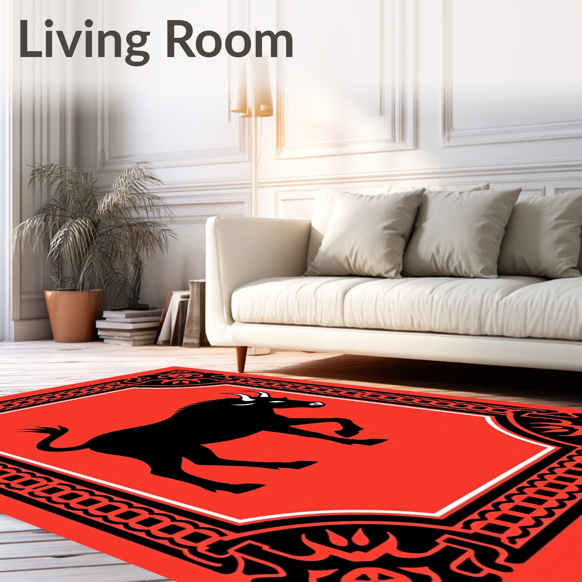 Bold Red Bull Emblem Rug
